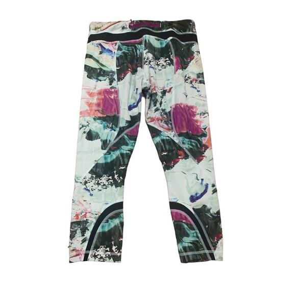 Lululemon size 8 Run inspire crop II leggings luxtreme white pink splatter mesh - Picture 11 of 13